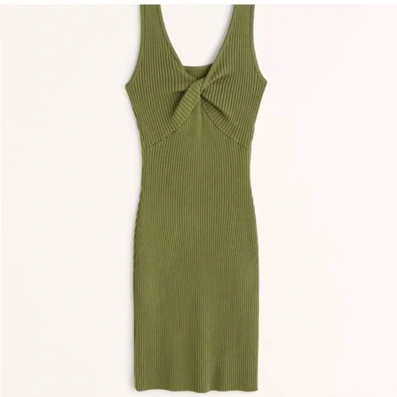 Abercrombie & Fitch Reversible Knit Ribbed Mini Dress Size Small Green Sweater - Picture 2 of 8